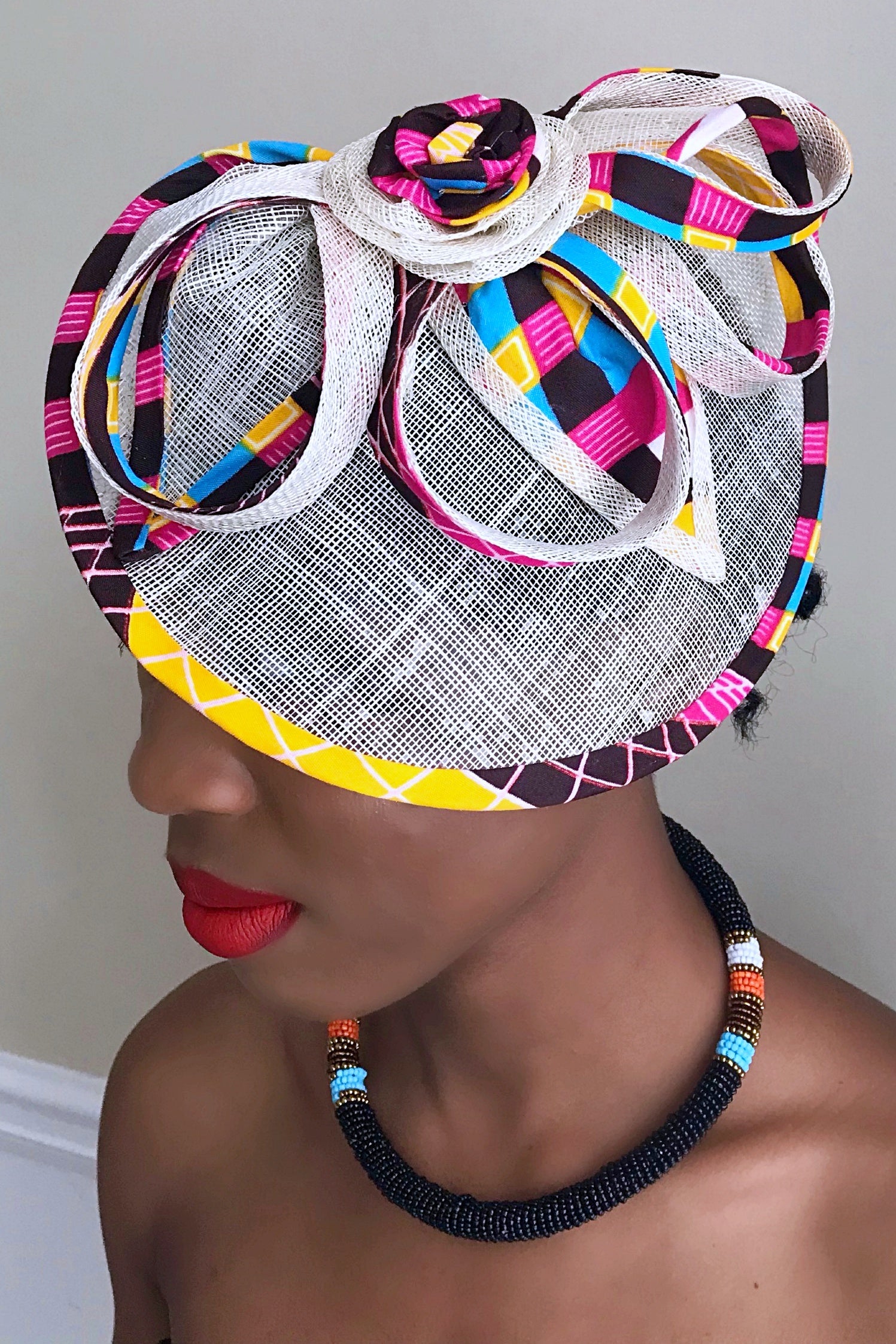 African Print Church Hats / African Fascinator / Headwear / Gift for Her /  African Women Hat / Hair Accessories / Ankara Church Hats 
