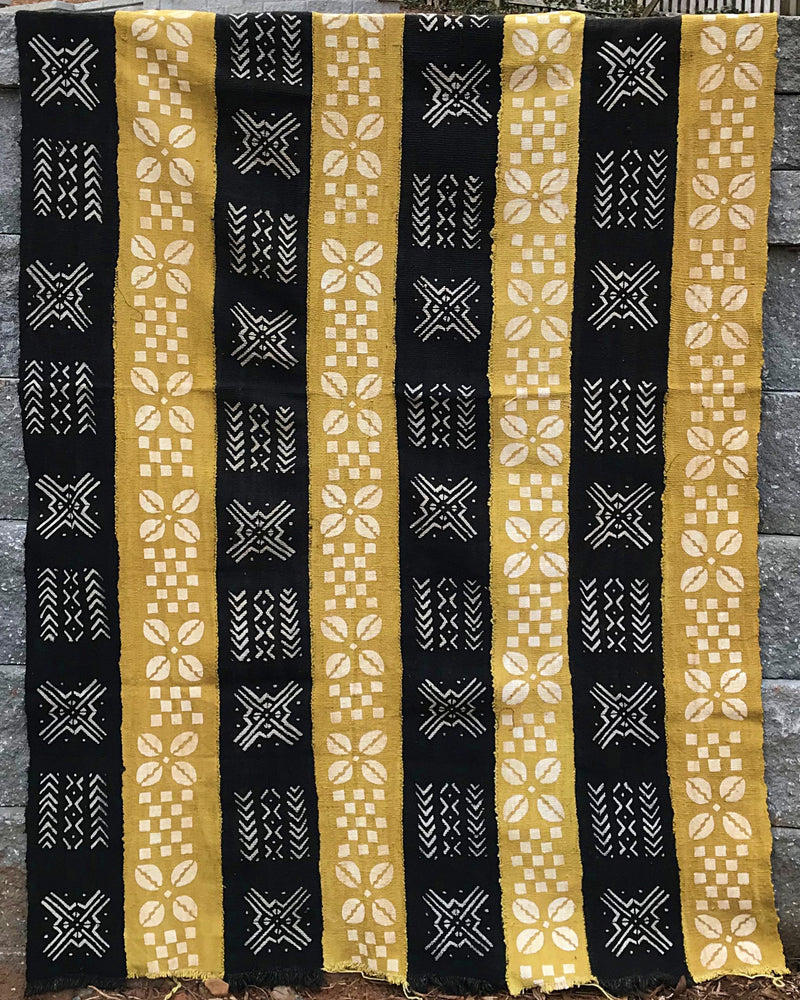 African Bogolan Mud cloth - Black / Yellow - Afrilege