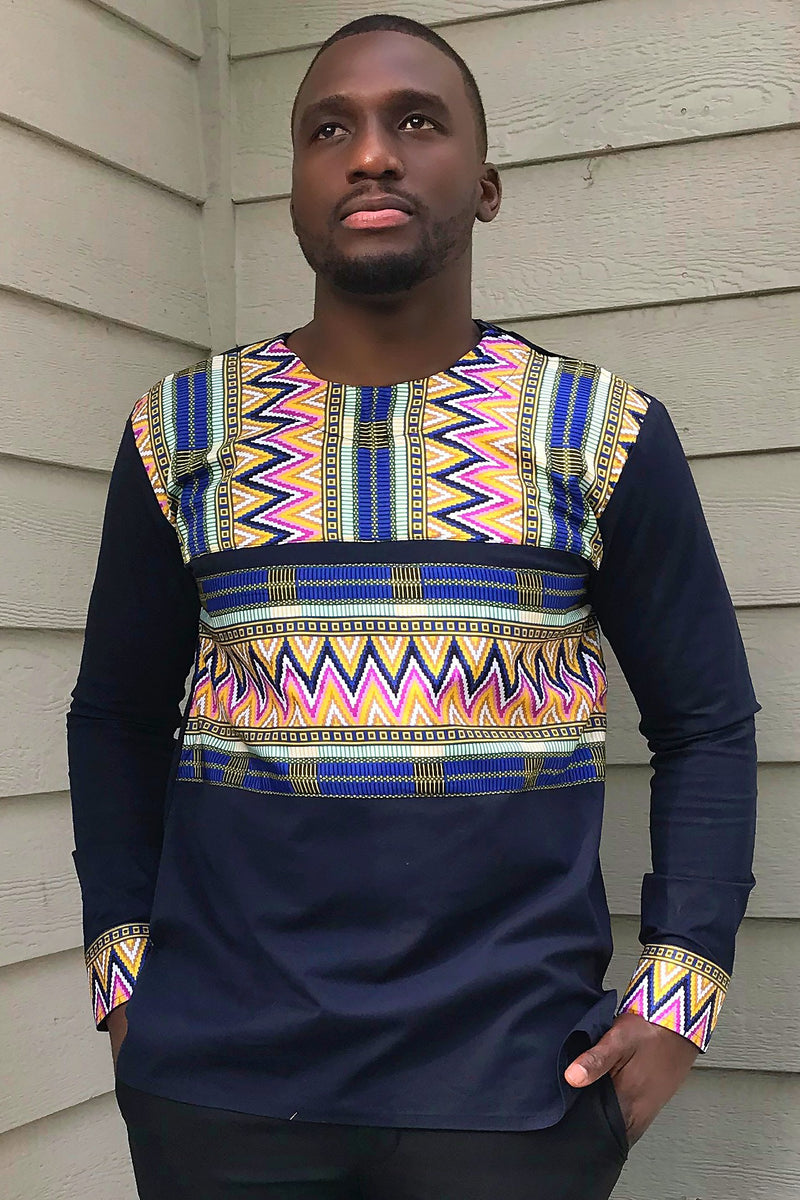 Makena Long Sleeves African Print Men Shirt - Afrilege