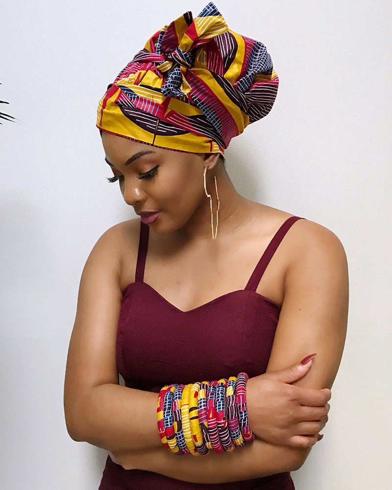 Arun Small African Print Bangle Bracelets - Afrilege