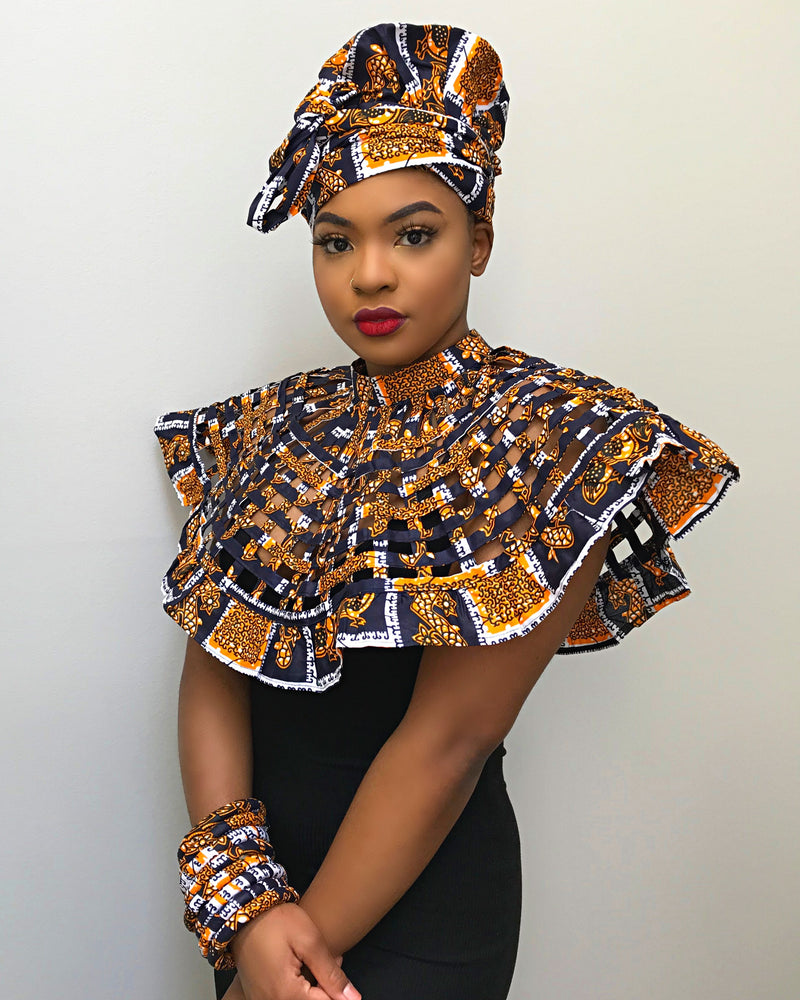 Lana African print web Shoulder Choker Necklace - Afrilege