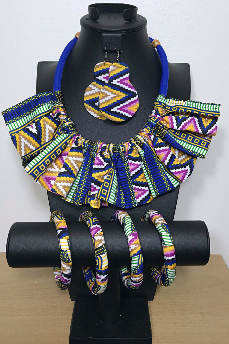 Makena African Print Skirt Jewelry Set ( Necklace - Bracelets - earrings) - Afrilege