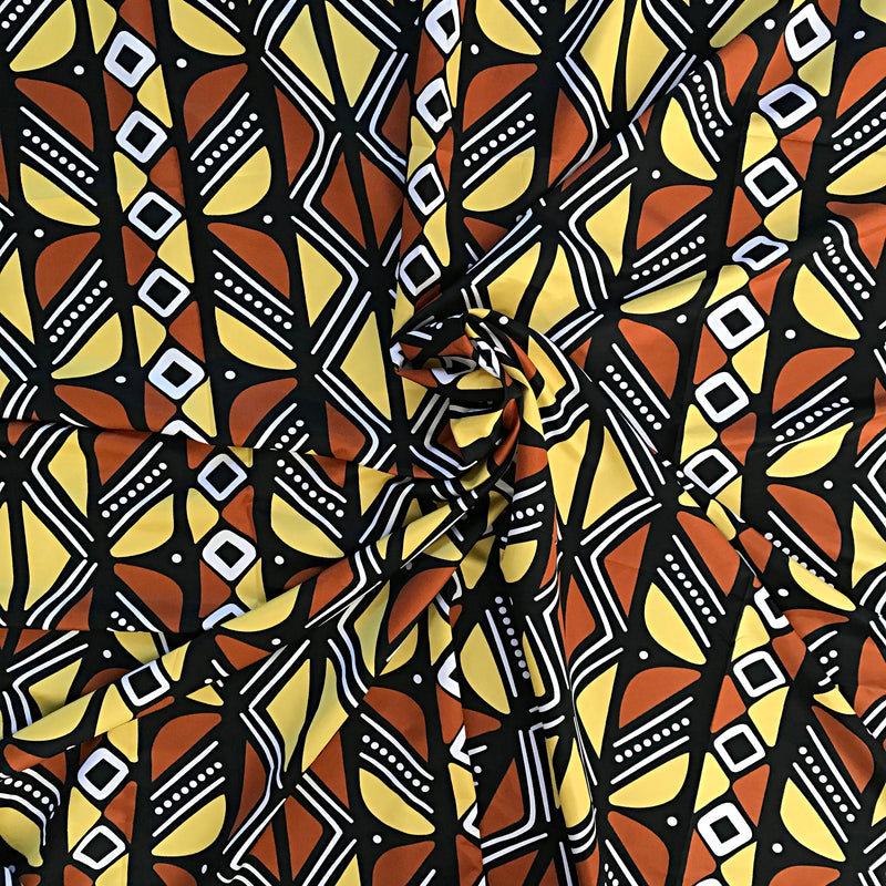Toluwa Satin Silk Mudcloth print fabric - Afrilege