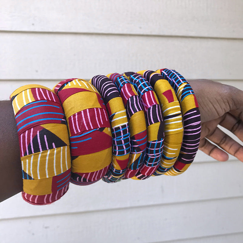 Arun African Print Bangle Bracelets - Afrilege