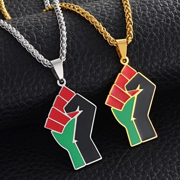 Black Lives Matter Raised Fist Pendant Necklace