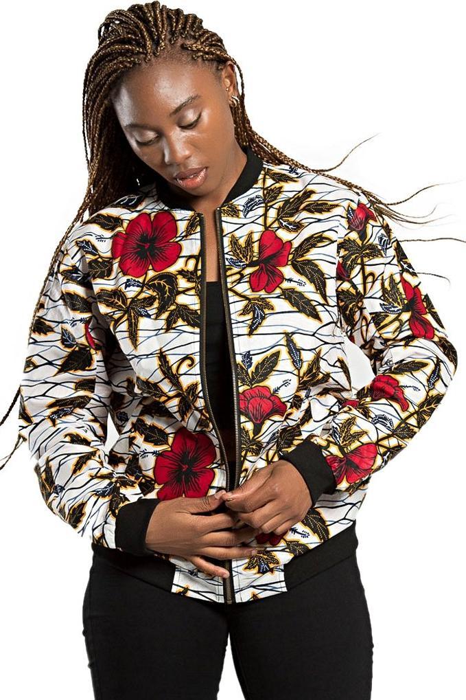 Floral African Print Bomber Jacket |