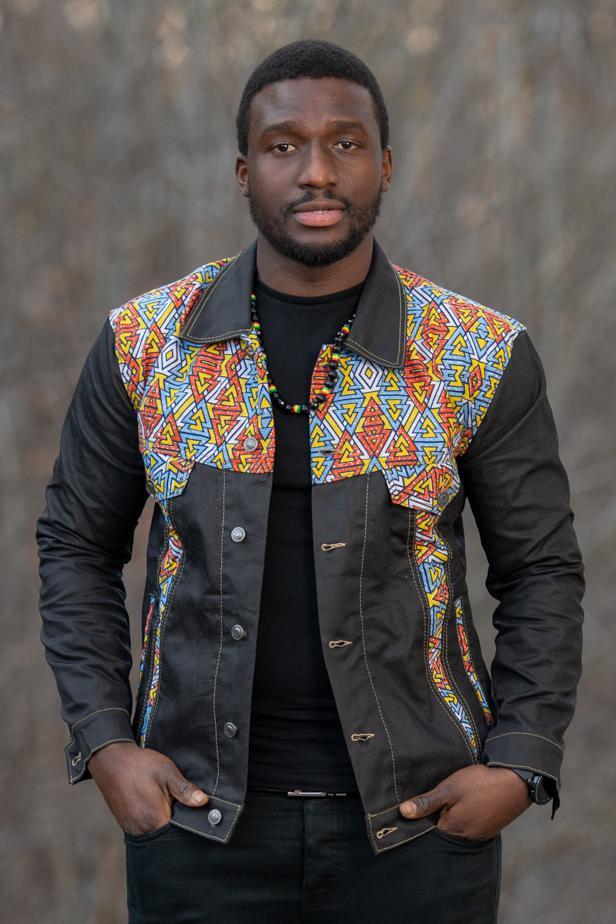 Kobe African Print Mens Denim Jacket - Afrilege
