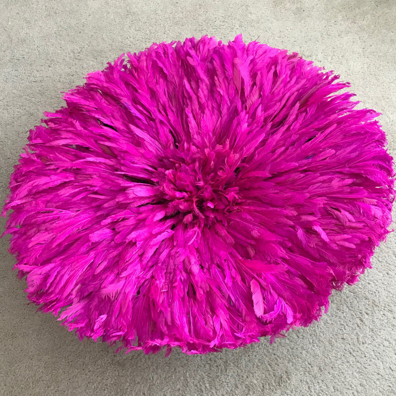 28" Pink Purple Bamileke Juju Hat from Cameroon - Afrilege