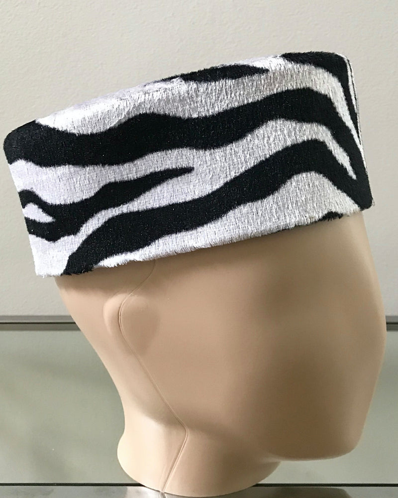 Zebra  print velvet hat for men - Afrilege