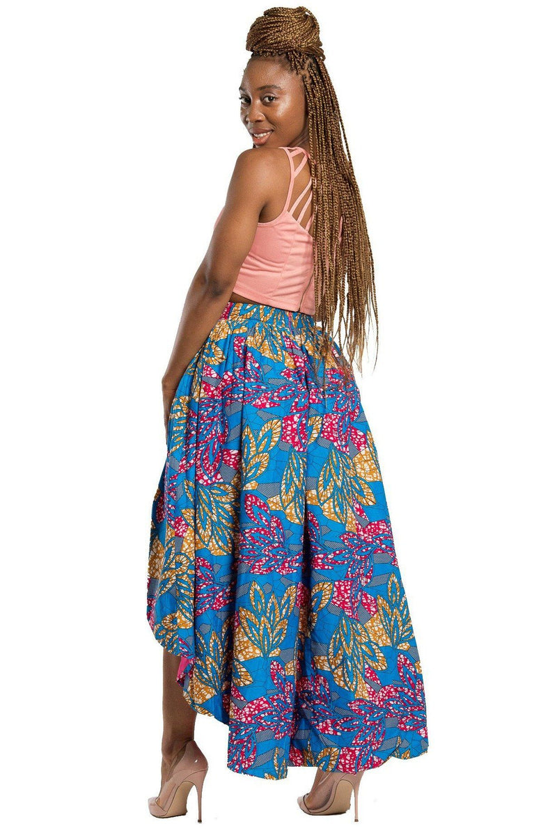 Kara African Print Hi Lo Skirt ( Blue/ Pink/ Yellow) - Afrilege