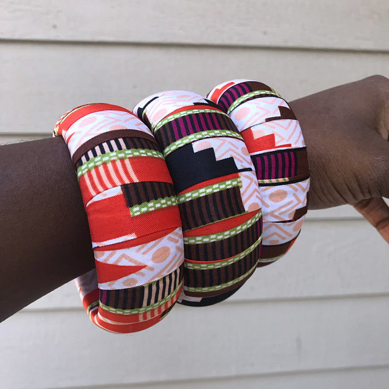 Netta African Print Bangle Bracelets - Afrilege