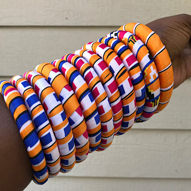African Print Bangle Bracelets - Afrilege