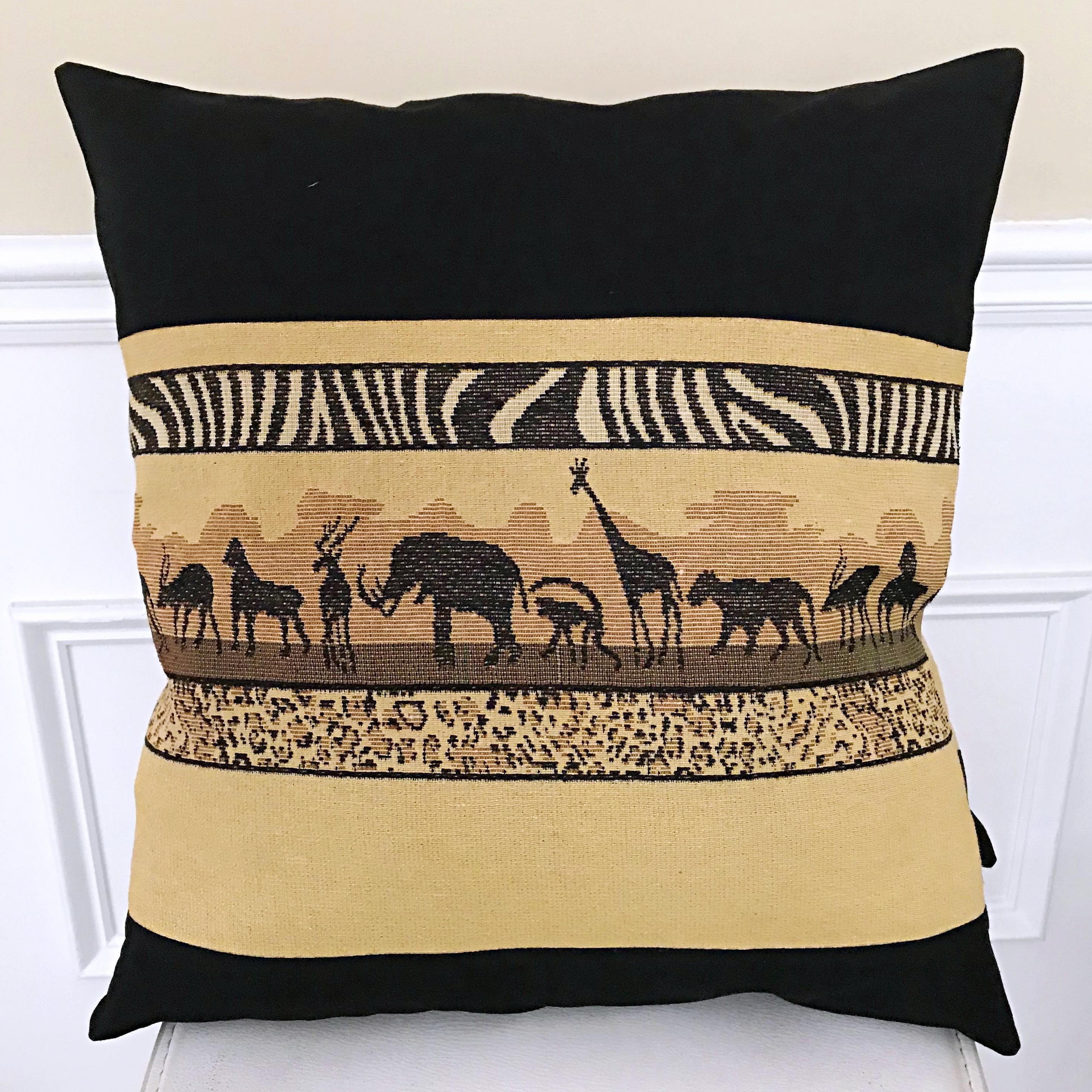African Safari Decorative Cushions Pillow Covers Brown Black - Main Image