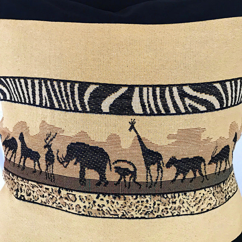 African Safari Theme Decorative Pillow cushions - Brown / Black - Afrilege