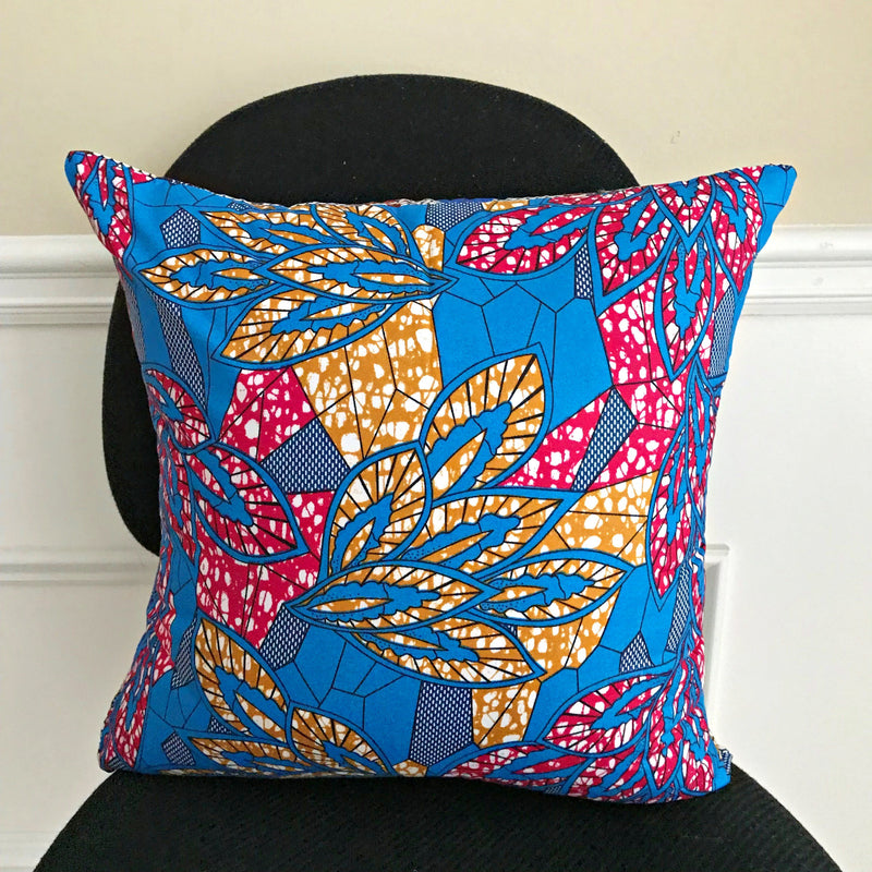 African Print Two-Sided Reversible decorative cushions Pillow Covers (Blue, Pink) - Afrilege