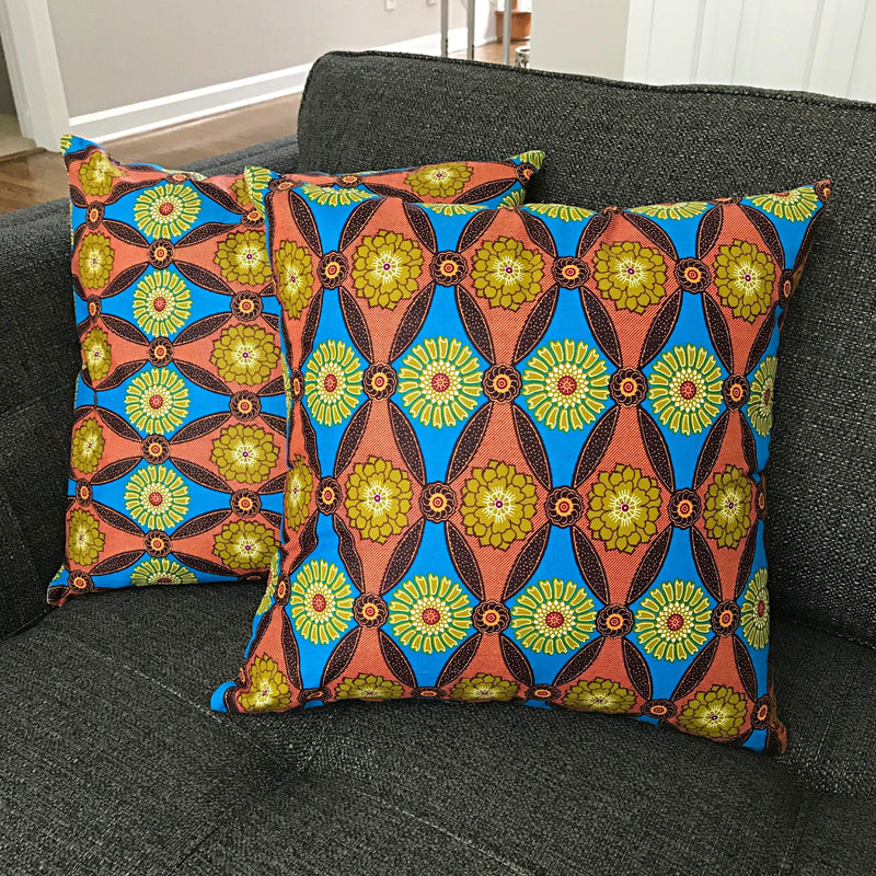 African Print Two-Sided Throw Pillow Covers - 2 SIDES & 2 PRINTS - Afrilege