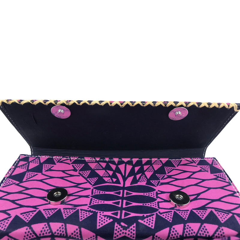 Ada African print Clutch / Ankara Purse Wallet - Pink - Afrilege