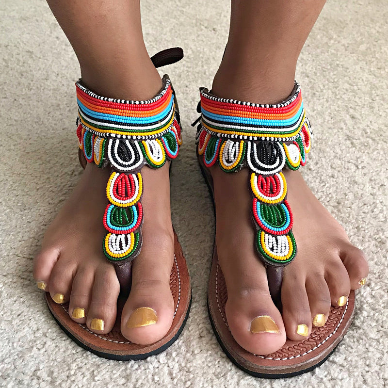 African Maasai Beads Women's Sandals - Afrilege
