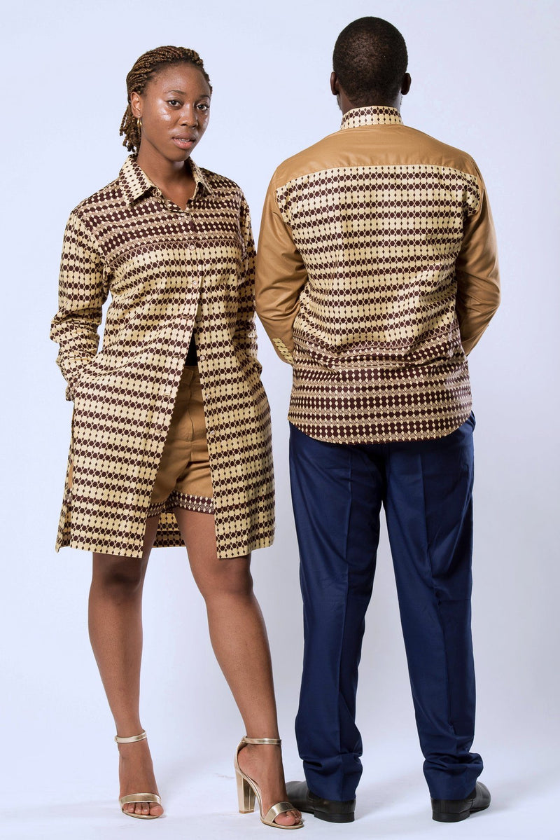 Aveye Women's African Print Shorts - Brown - Afrilege