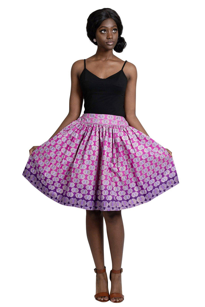 Ebele African Print Midi Skirt ( Pink) - Afrilege