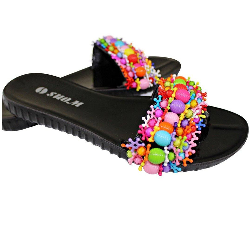 Colorful Beads Women African Sandals US 10.5 / EU 42 - Afrilege