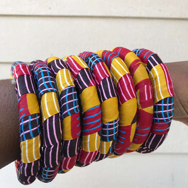 Arun Small African Print Bangle Bracelets - Afrilege
