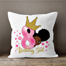 Black Girl Decorative Pillow Cover - White / Multicolor - Afrilege