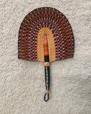 Burkina Faso Woven Hand Fan - Orange / Pink