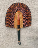 Burkina Faso Woven Hand Fan - Orange / Pink