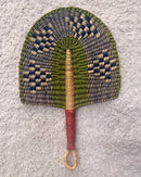 Burkina Faso Woven Hand Fan - Green / Brown