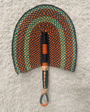 Burkina Faso Woven Hand Fan - Orange / Black