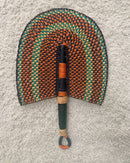 Burkina Faso Woven Hand Fan - Orange / Black