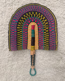 Burkina Faso Woven Hand Fan - Green / Pink