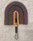Burkina Faso Woven Hand Fan - Green / Pink