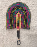 Burkina Faso Woven Hand Fan - Pink / Green