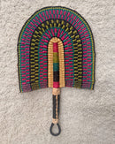 Burkina Faso Woven Hand Fan - Pink / Green