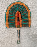 Burkina Faso Woven Hand Fan - Orange / Blue