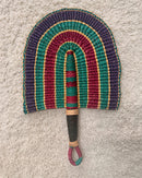 Burkina Faso Woven Hand Fan - Blue / Red