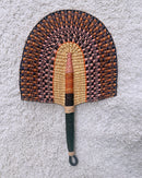 Burkina Faso Woven Hand Fan - Orange / Pink