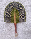 Burkina Faso Woven Hand Fan - Green / Brown