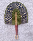 Burkina Faso Woven Hand Fan - Green / Brown
