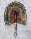 Burkina Faso Woven Hand Fan - Orange / Black / Green