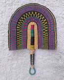 Burkina Faso Woven Hand Fan - Green / Pink