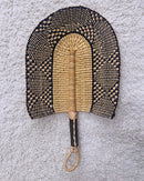 Burkina Faso Woven Hand Fan - Beige / Black