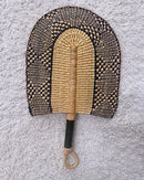 Burkina Faso Woven Hand Fan - Beige / Black