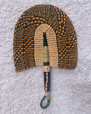 Burkina Faso Woven Hand Fan - Orange / Black