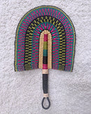 Burkina Faso Woven Hand Fan - Pink / Green