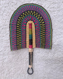 Burkina Faso Woven Hand Fan - Pink / Green