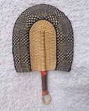 Burkina Faso Woven Hand Fan - Beige / Black