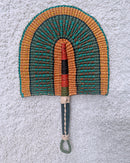 Burkina Faso Woven Hand Fan - Orange / Green